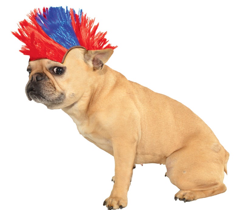 Rubies Costume Halloween Classics Collection Pet Costume, Small to Medium, Red and Blue Mohawk Wig - Image 1